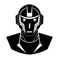 Robot head featuring a digital eye and sleek futuristic design for vision vector
