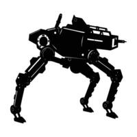 Quadrupedal robot walking steadily with visible mechanical legs in motion vector