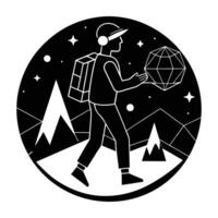 VR Enthusiast Exploring a Digital World Captured in a Bold Silhouette vector