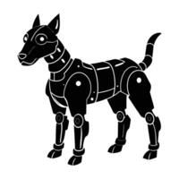 Robot dog exhibiting a strong stance with clear mechanical joints on display vector