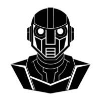 Robot head with a digital eye and futuristic design showcasing advanced vision vector