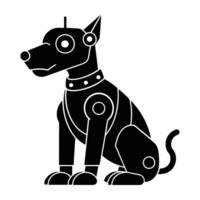Robot dog observing surroundings with sensors on its head in smart mode vector