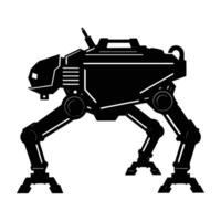 Quadrupedal robot advancing with mechanical legs in smooth automated motion vector