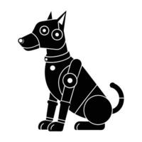 Robot dog sitting attentively with sensors on its head for data vector