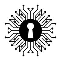 Intricate Keyhole Display Within a Modern Digital Circuit Board Design vector