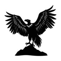 Vulture in a Dramatic Silhouette with Wings Spread While Perched on a Rocky Outcrop vector