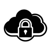 Secure cloud storage featuring a clear lock icon for data protection vector