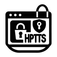 Secure website featuring an HTTPS lock icon symbolizing online trust and safety vector