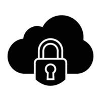 Secure cloud storage depicted with a prominent lock icon in a modern design vector