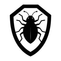 Virus Bug Enclosed in a Shield in a Striking Flat Silhouette Design vector