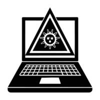 Virus Warning Alert on a Laptop Screen in a Clear Silhouette Style vector