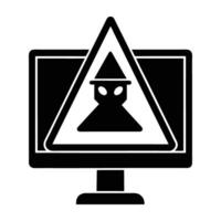 Spyware detection alert displayed on monitor for instant cyber threat notice vector