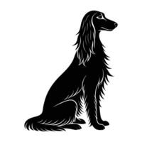 Elegant Irish Setter Sitting Calmly with Luxurious Long Fur Display vector