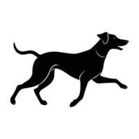 Vigorous running dog mid-stride with fully extended legs captured in a dynamic silhouette vector