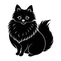 Pomeranian dog calmly seated with a neatly curled tail over its back vector