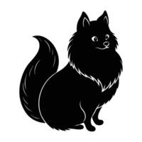 Pomeranian dog sitting with a fluffy curved tail elegantly draped over its back vector