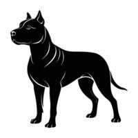 Bold pitbull standing with a confident gaze and a powerful stance in silhouette vector