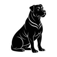Rottweiler calmly seated with a powerful chest reflecting loyal strength vector