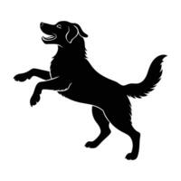 Lively golden retriever leaping with front paws in a spirited silhouette display vector