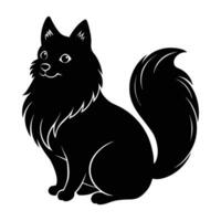 Pomeranian dog resting with a soft fluffy tail curved neatly over its back vector