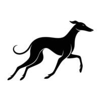 Whippet in Mid-Sprint Showcasing an Aerodynamic Form in a Bold Silhouette vector