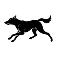 Running dog captured mid stride with legs extended in dynamic motion vector