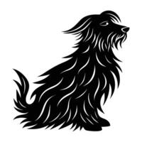 Shaggy dog calmly sitting while its fur flows gently in the breeze vector