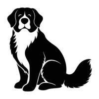 St Bernard calmly sitting with fluffy tail and ample paws for a loving look vector