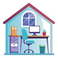 Modern Workspace Icon with a Desk and Ergonomic Chair and Isolated Background vector