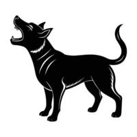 Vocal dog barking with mouth open in a dynamic silhouette vector