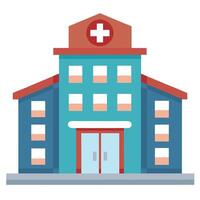 Elegant Flat Style Hospital Building Icon and Isolated Background vector