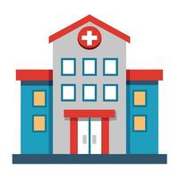 Elegant Hospital Building Icon with a Red Cross and Isolated Background vector