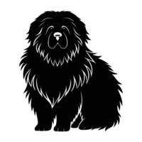 Regal Tibetan Mastiff Seated with a Lush Mane and Commanding Presence vector