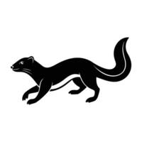 Weasel Running with an Elongated Body Captured in a Dynamic Silhouette vector