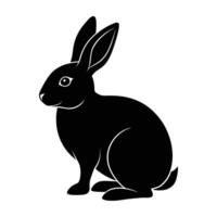 Rabbit sitting attentively with ears perked up in alert pose vector
