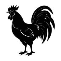 Rooster crowing energetically with head high and beak widely open vector