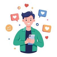 Elegant Person Icon Holding a Smartphone with a Camera and Isolated Background vector