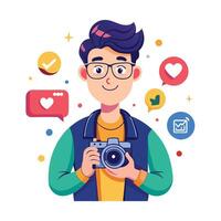 Elegant Social Media Influencer Icon with a Camera and Isolated Background vector