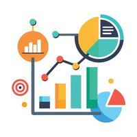 Elegant Combination of Graphs and Text Icon and Isolated Background vector