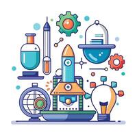 Modern Lab Icon with Futuristic Tools and Isolated Background vector