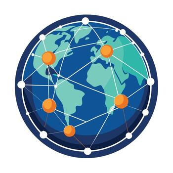 Modern Globe Icon with a Network Overlay and Isolated Background vector