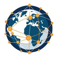 Globe Icon with a Network Overlay and Isolated Background vector