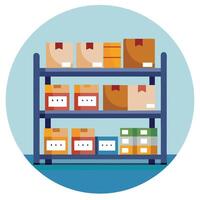 Modern Shelves Icon with Barcoded Items and Isolated Background vector