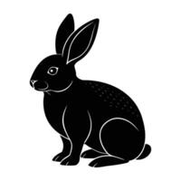 Rabbit calmly seated with ears perked up displaying curious alertness vector