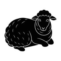 Sheep peacefully resting with legs neatly tucked under its body in quiet pasture vector