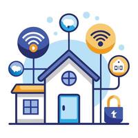 Modern Connected Home Icon with Smart Devices and Isolated Background vector