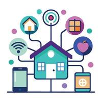 Connected Home Icon with Smart Devices and Isolated Background vector
