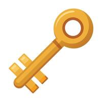 Modern Classic Golden Key Icon with a Handle and Isolated Background vector