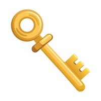 Elegant Classic Golden Key Icon with a Handle and Isolated Background vector