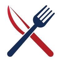 Modern Crossed Knife and Fork Icon and Isolated Background vector